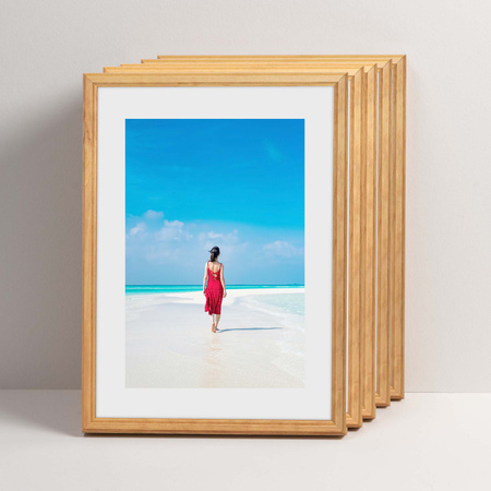 Pakiet 5 szt. naturalnych ramek drewnianych na zdjęcia DRWA 0 21x30 cm