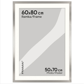 Srebrna ramka na zdjęcia HEN PASS S 60x80 cm z passe partout (50x70 cm)