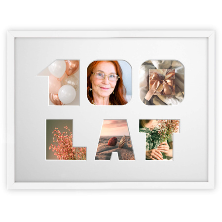 Ramka na URODZINY 30x40 cm w kolorze białym z białym passe partout