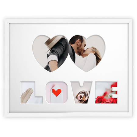 Ramka na zdjęcia LOVE 30x40 cm biała z białym passe partout