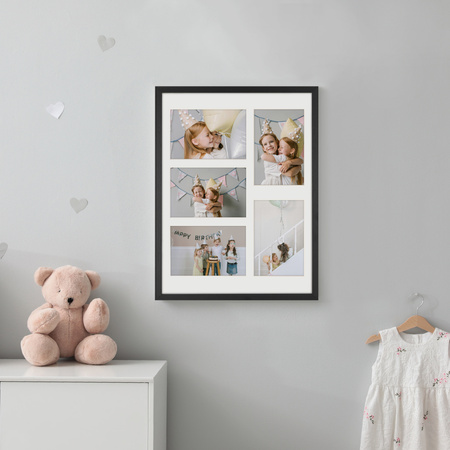 Foto Galeria 30x40 cm kolor czarny Ramka na 5 zdjęcia 10x15 cm z Passe Partout