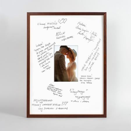 Ramka z passe partout pamiątkowa na Wesele - kolor brązowy 30x40 cm
