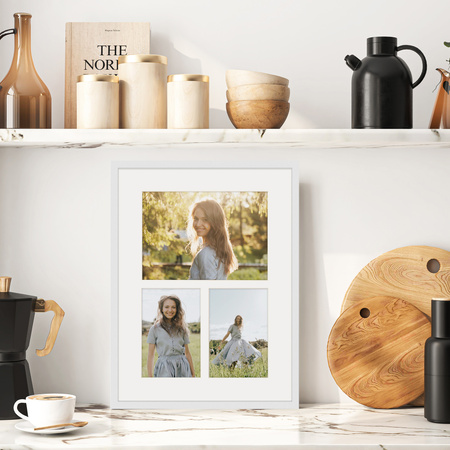 Foto Galeria 30x40 cm kolor biały Ramka na 3 zdjęcia 10x15 cm 15x21 cm z Passe Partout