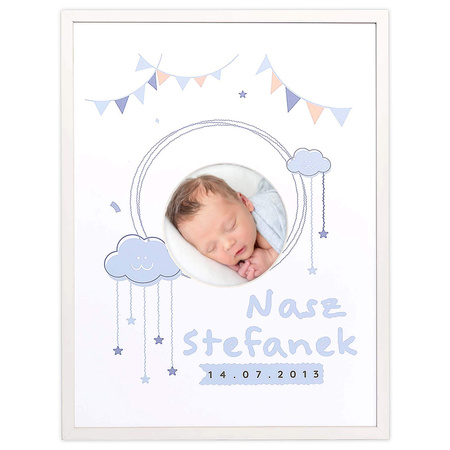 Personalizowana Ramka dla Dzieci 30x40 cm biała z passe partout