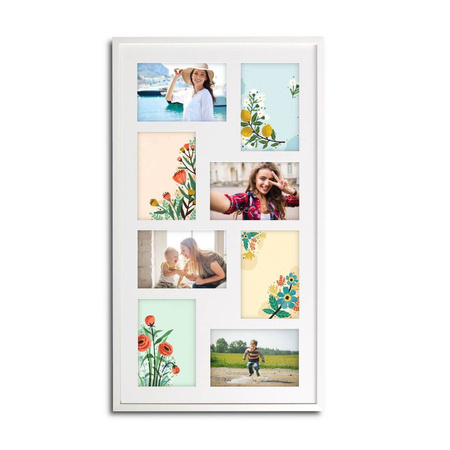 Duża ramka na wiele zdjęć biała 33x60 cm - 8 zdjęć