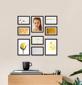Zestaw czarnych ramek PINIA 2 GF0027 - galeria ramek na 9 zdjęć