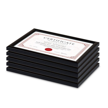 Pakiet 5 szt. czarnych ramek drewnianych na zdjęcia HIT 02 10x15 cm