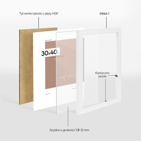 Biała ramka drewniana PINIA 1 30x40 cm