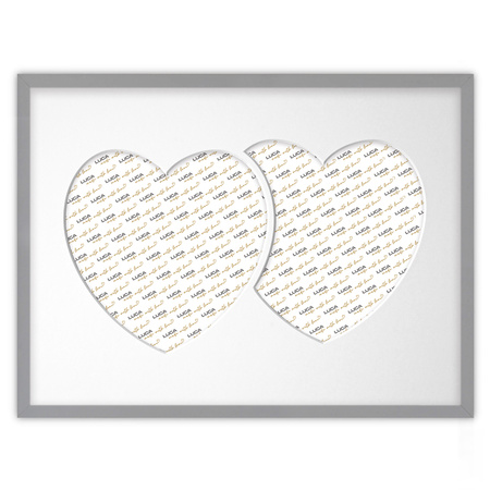 Ramka DWA SERCA 30x40 cm w kolorze szarym z białym passe partout