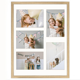 Foto Galeria 30x40 cm kolor dębowy Ramka na 5 zdjęcia 10x15 cm z Passe Partout