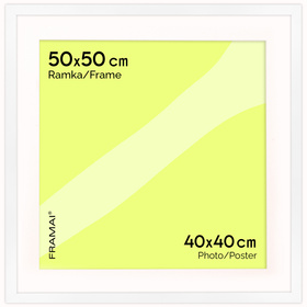 Biała ramka na zdjęcia HEN PASS 1 50x50 cm z passe partout (40x40)