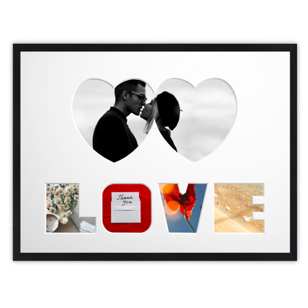 Ramka na zdjęcia LOVE 30x40 cm czarna z białym passe partout