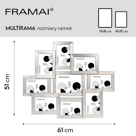 Multirama MULTI HEN S ramka na zdjęcia na 9 zdjęć - srebrna