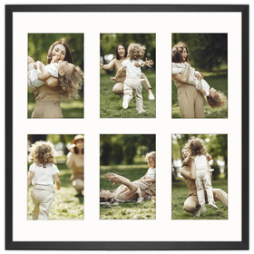 Foto Galeria 40x40 cm kolor czarny Ramka na 6 zdjęć 10x15 cm z Passe Partout