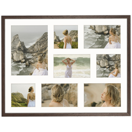 Foto Galeria 40x50 cm brązowa Ramka na 7 zdjęć 10x10 cm 10x15 cm 15x21 cm z Passe Partout