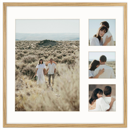 Foto Galeria 40x40 cm kolor dębowy Ramka na 4 zdjęcia 21x30 cm i 9x9 cm z Passe Partout