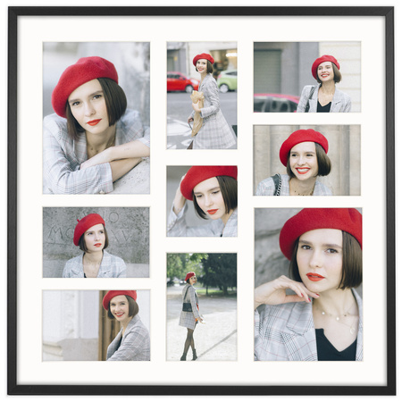 Foto Galeria 50x50 cm czarna Ramka na 9 zdjęć 10x15 cm 15x21 cm 10x10 cm z Passe Partout