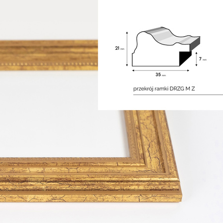 Ramka drewniana złota na zdjęcia DRZG M Z 50x60 cm