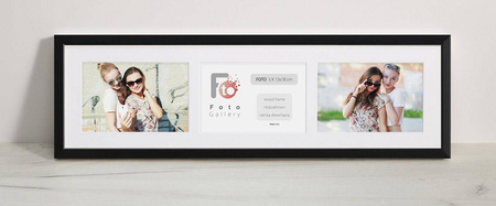 Ramka na 3 zdjęcia czarna 18x66 cm