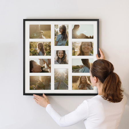 Foto Galeria 50x50 cm czarna Ramka na 11 zdjęć 10x15 cm i 10x10 cm z Passe Partout