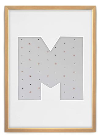 Ramka na zdjęcia LITERKA "M" 21x30 cm jasne drewno z białym passe partout