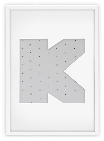 Ramka na zdjęcia LITERKA "K" 21x30 cm biała z białym passe partout