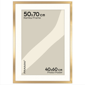 Złota ramka na zdjęcia HEN PASS Z 50x70 cm z passe partout (40x60 cm)