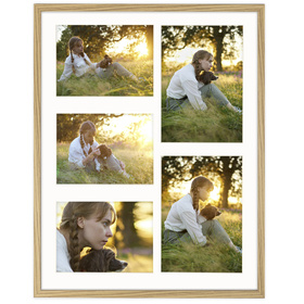 Foto Galeria 40x50 cm kolor dębowy Ramka na 5 zdjęć 13x18 cm 15x21 cm z Passe Partout