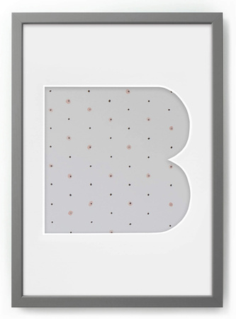 Ramka na zdjęcia LITERKA "B" 21x30 cm szara z białym z passe partout