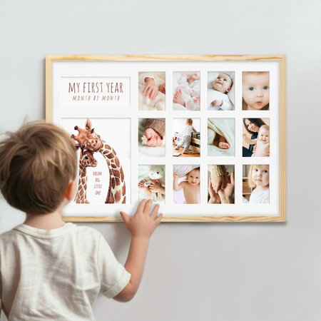 Ramka wspomnień „Mój pierwszy roczek” – kolaż pierwszych 12 miesięcy życia dziecka
