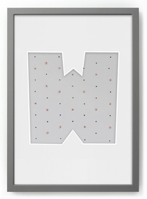 Ramka na zdjęcia LITERKA "W" 21x30 cm szara z białym z passe partout