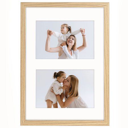 Foto Galeria 21x30 cm w kolorze dębowym Ramka na 2 zdjęcia 10x15 cm z Passe Partou