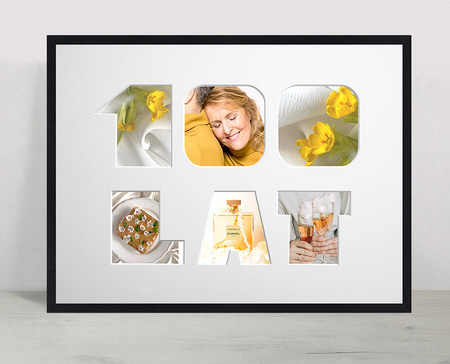 Ramka na URODZINY 30x40 cm w kolorze czarnym z białym passe partout