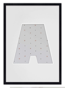 Ramka na zdjęcia LITERKA "A" 21x30 cm czarna z białym passe partout