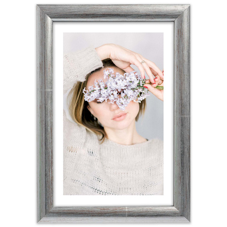 Srebrna ramka drewniana na zdjęcia EKO S2 15x21 cm