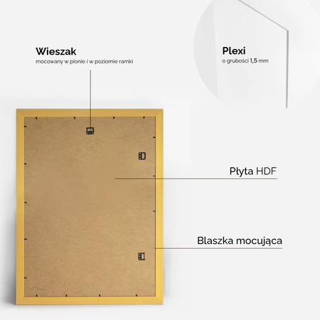 Ramka drewniana złota na zdjęcia DRZG M Z 50x70 cm