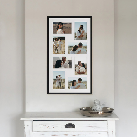 Duża ramka na wiele zdjęć czarna 33x60 cm - 8 zdjęć