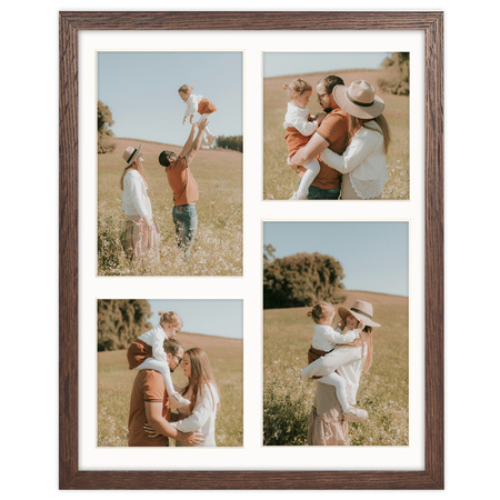 Foto Galeria 24x30 cm brązowa Ramka na 4 zdjęcia 10x15 cm 10x10 cm z Passe Partout