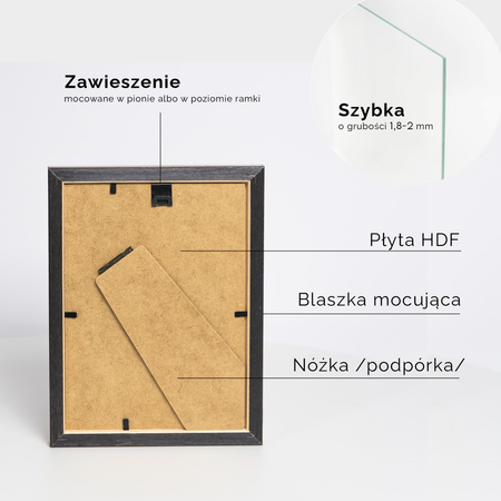 Brązowa ramka drewniana ze złotym paskiem DRI CL 4 13x18 cm