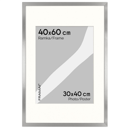 Srebrna ramka na zdjęcia HEN PASS S 40x60 cm z passe partout (30x40 cm)