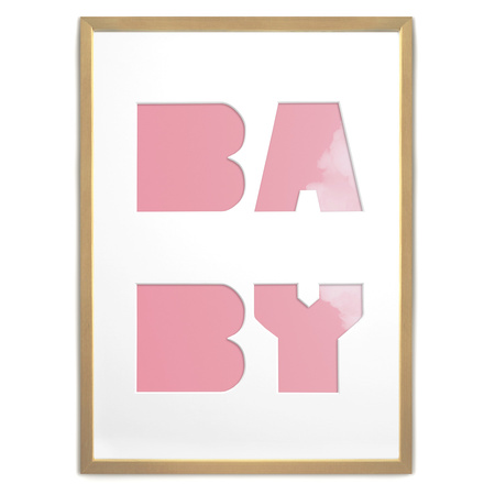 Ramka BABY 30x40 cm w kolorze jasnego drewna z białym passe partout