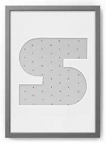 Ramka na zdjęcia LITERKA "S" 21x30 cm szara z białym z passe partout