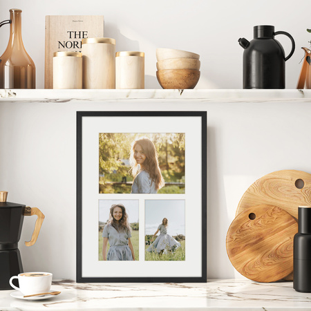 Foto Galeria 30x40 cm kolor czarny Ramka na 3 zdjęcia 10x15 cm 15x21 cm z Passe Partout