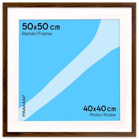 Brązowa ramka na zdjęcia HEN PASS 4  50x50 cm z passe partout (40x40 cm)