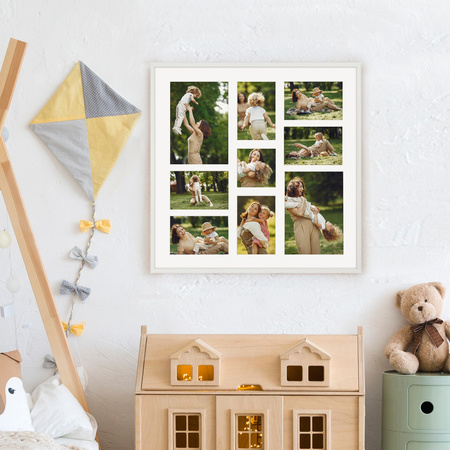 Foto Galeria 50x50 cm biała Ramka na 9 zdjęć 10x15 cm 15x21 cm 10x10 cm z Passe Partout