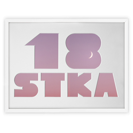 Ramka na 18-ste urodziny 30x40 cm w kolorze białym z białym passe partout
