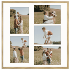 Foto Galeria 50x50 cm kolor dębowy Ramka na 5 zdjęć 15x21 cm z Passe Partout