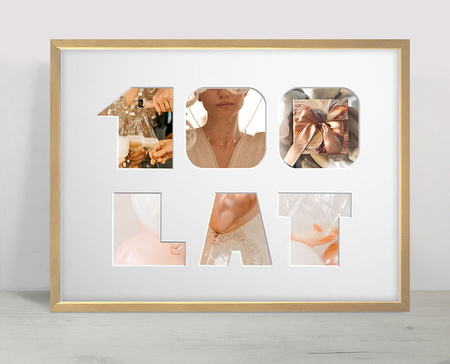 Ramka na URODZINY 30x40 cm w kolorze naturalnego drewna z białym passe partout