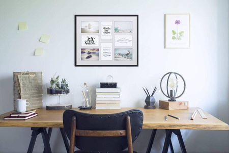 Duża ramka na wiele zdjęć czarna 40x50 cm A - 8 zdjęć