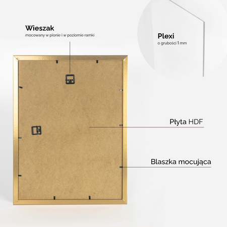 Złota ramka na zdjęcia HEN PASS Z 30x40 cm z passe partout (21x30 cm)